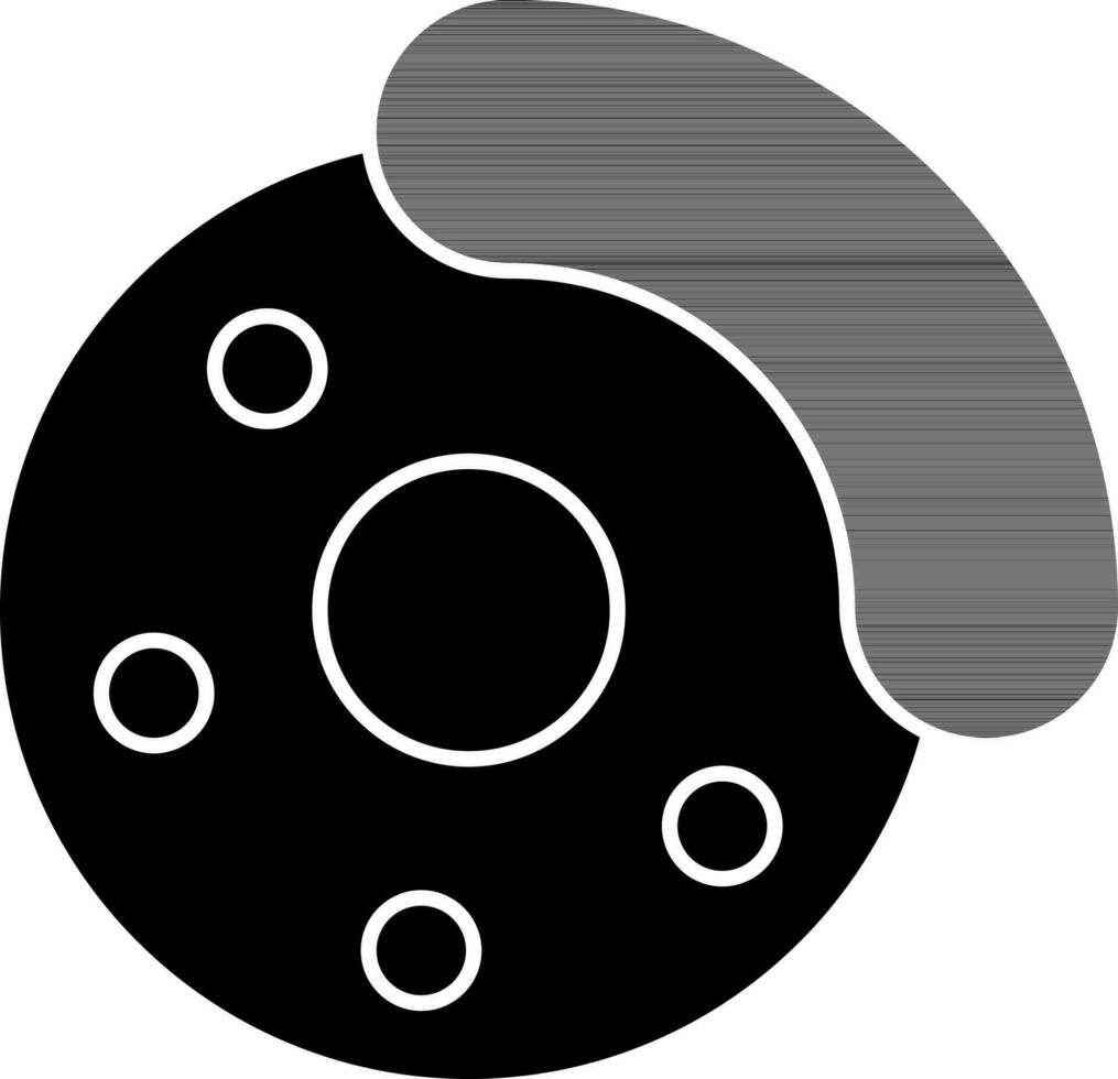 Dto freno icono en negro y blanco color. vector