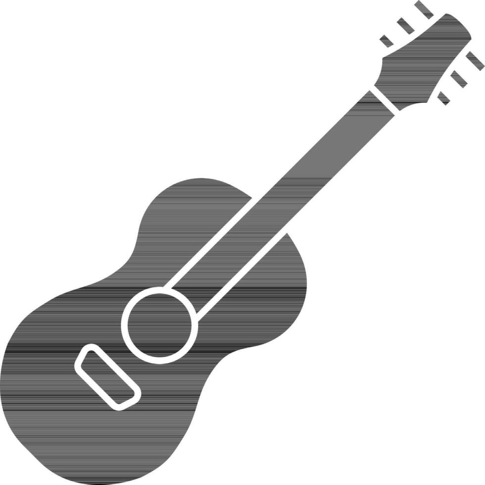 Flat Style Guitar Icon In black and white Color. vector