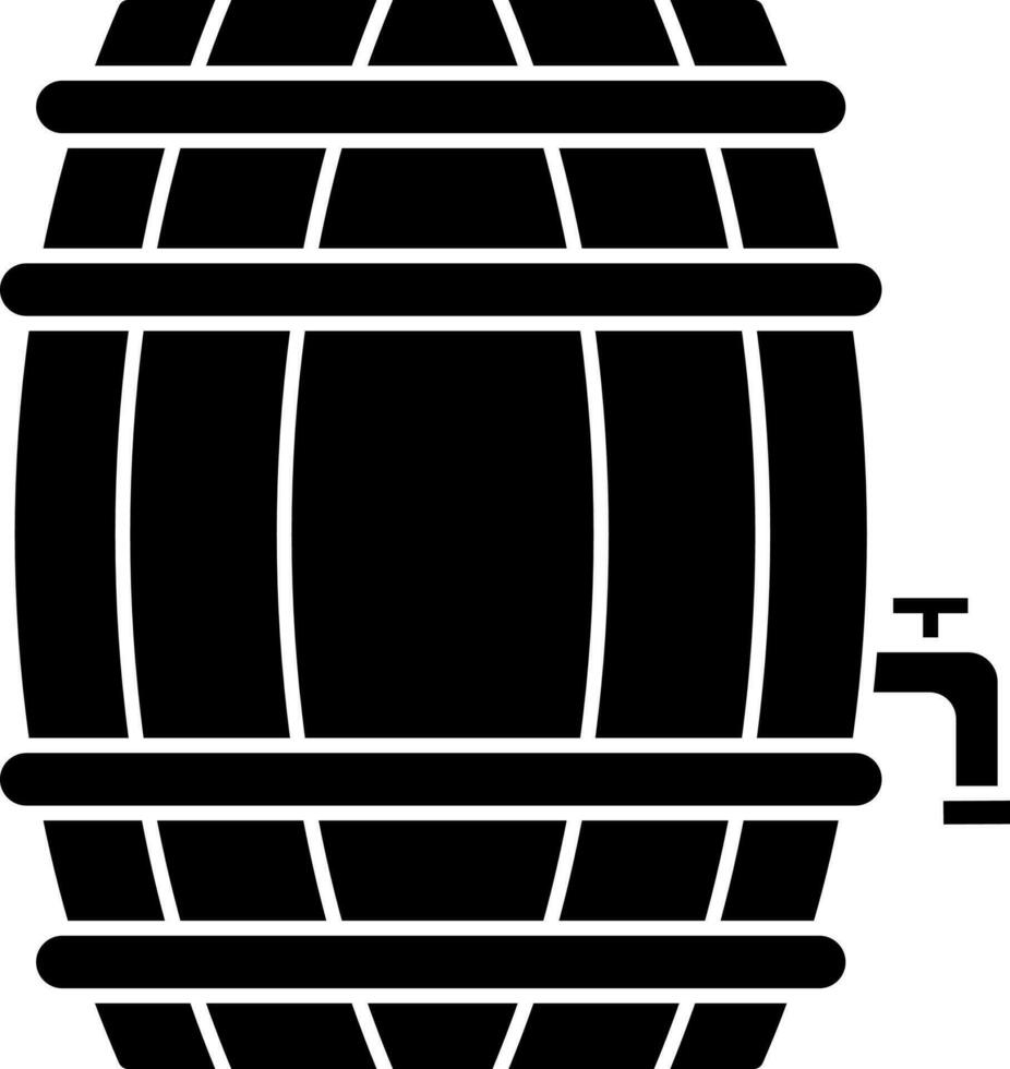 Black And White Beer Barrel Icon In Flat Style. vector