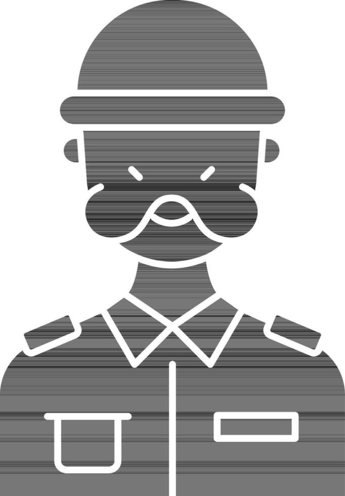 Soldier Icon In Black And White Color. vector