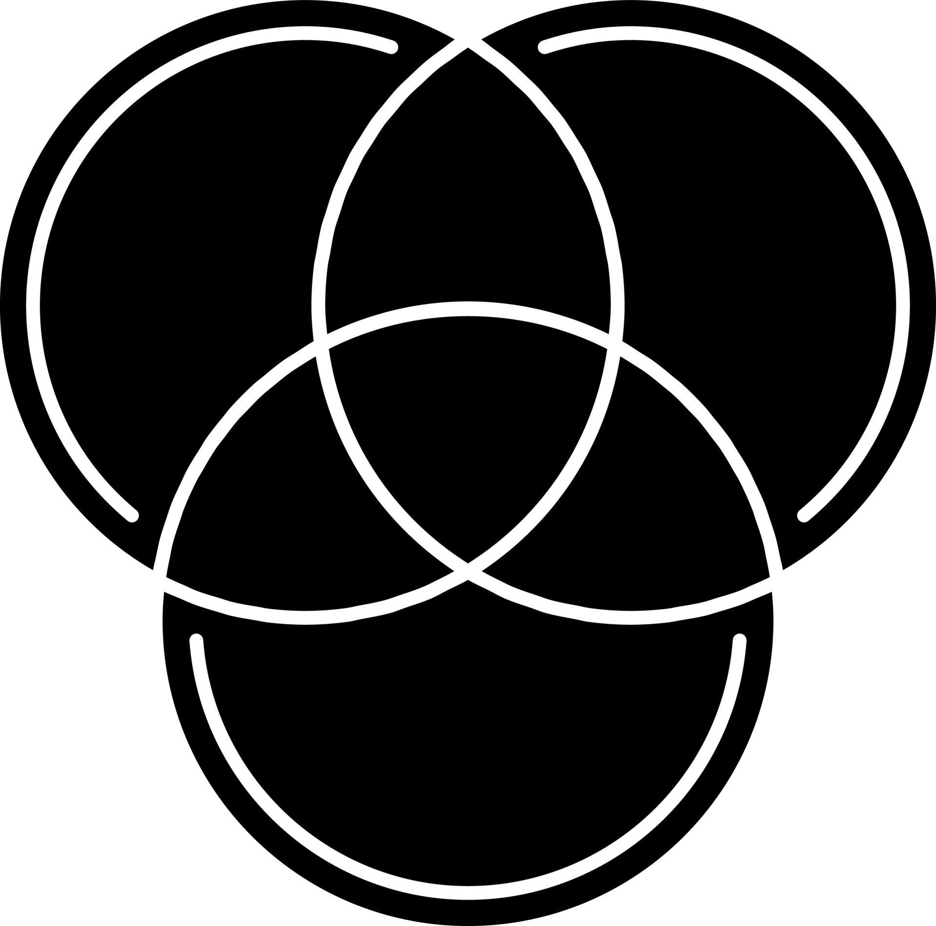 Intersection of Three Circle Icon In Black And White Color. 24472097 Vector Art at Vecteezy