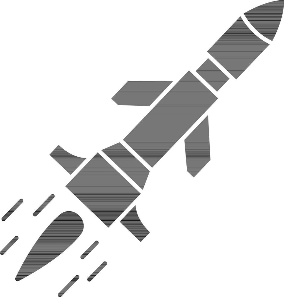 Isolated black and white Missile or Rocket Icon in Flat Style. vector