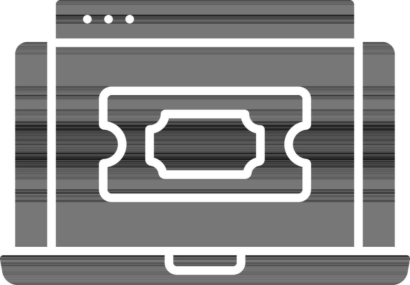 negro y blanco color en línea boleto reserva desde ordenador portátil icono. vector