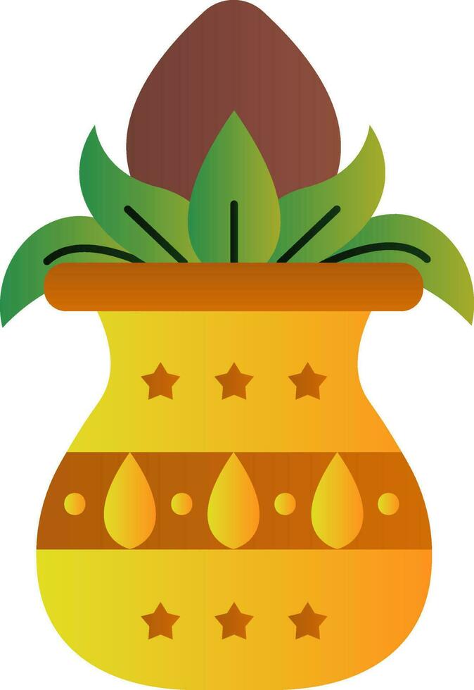 Colorful KalashWorship Pot Icon In Flat Style. vector