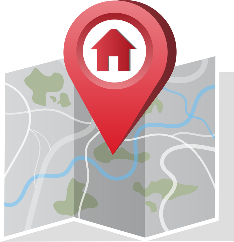 Pin icon on navigation map. Pin landmarks or show right way. Flat line style for map design. png