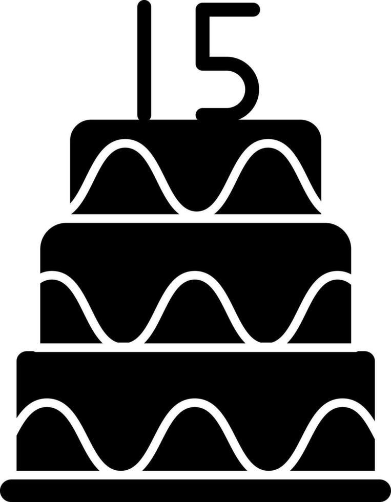 Cake With 15 Number Icon In Flat Style vector