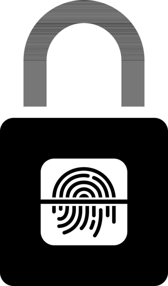 Fingerprint scanner lock glyph icon or symbol. vector