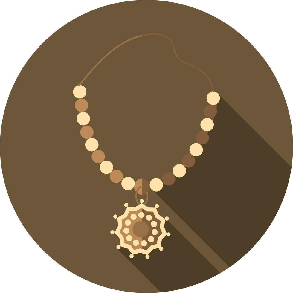 Necklace Icon On Brown Background. vector