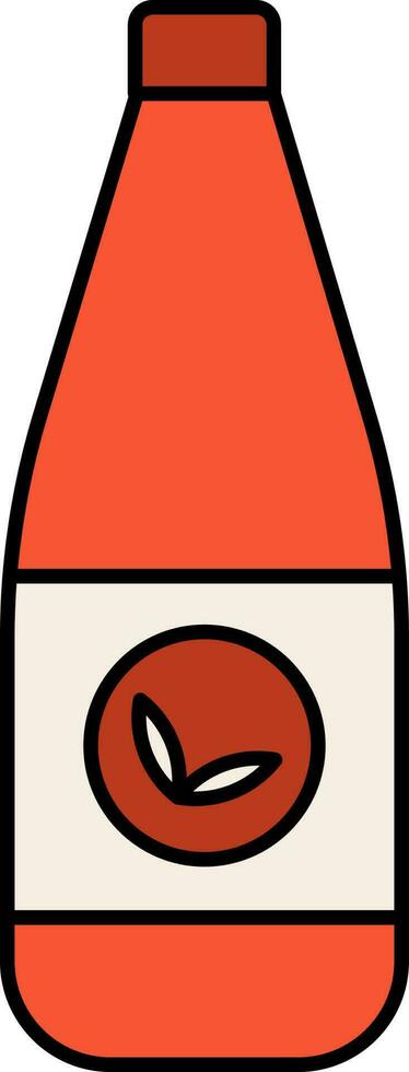 Orange And White Sake Bottle Icon In Flat Style. vector