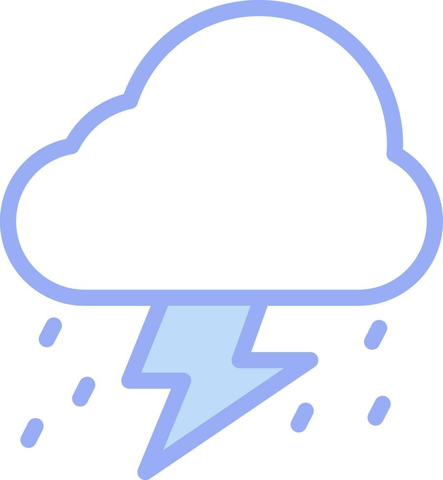 Isolated Blue Cloud Rain Thunderstorm Icon in Flat Style. vector