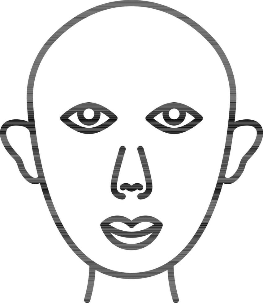 Bald Head Icon In Black Line Art. vector