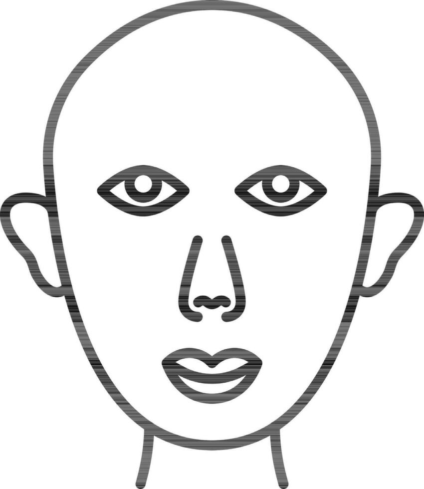 Bald Head Icon In Black Line Art. vector