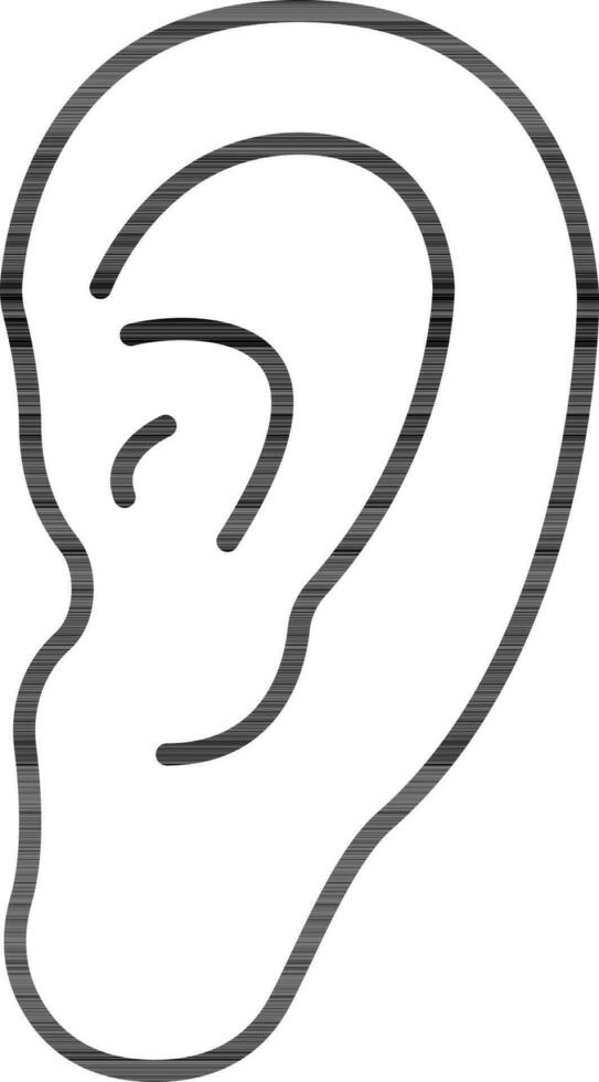 Flat Style Ear Black Line Art Icon. vector