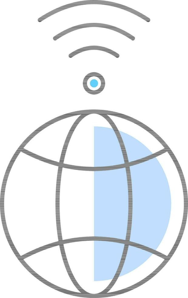 Blue and Black Wifi Connected With Globe Icon. vector