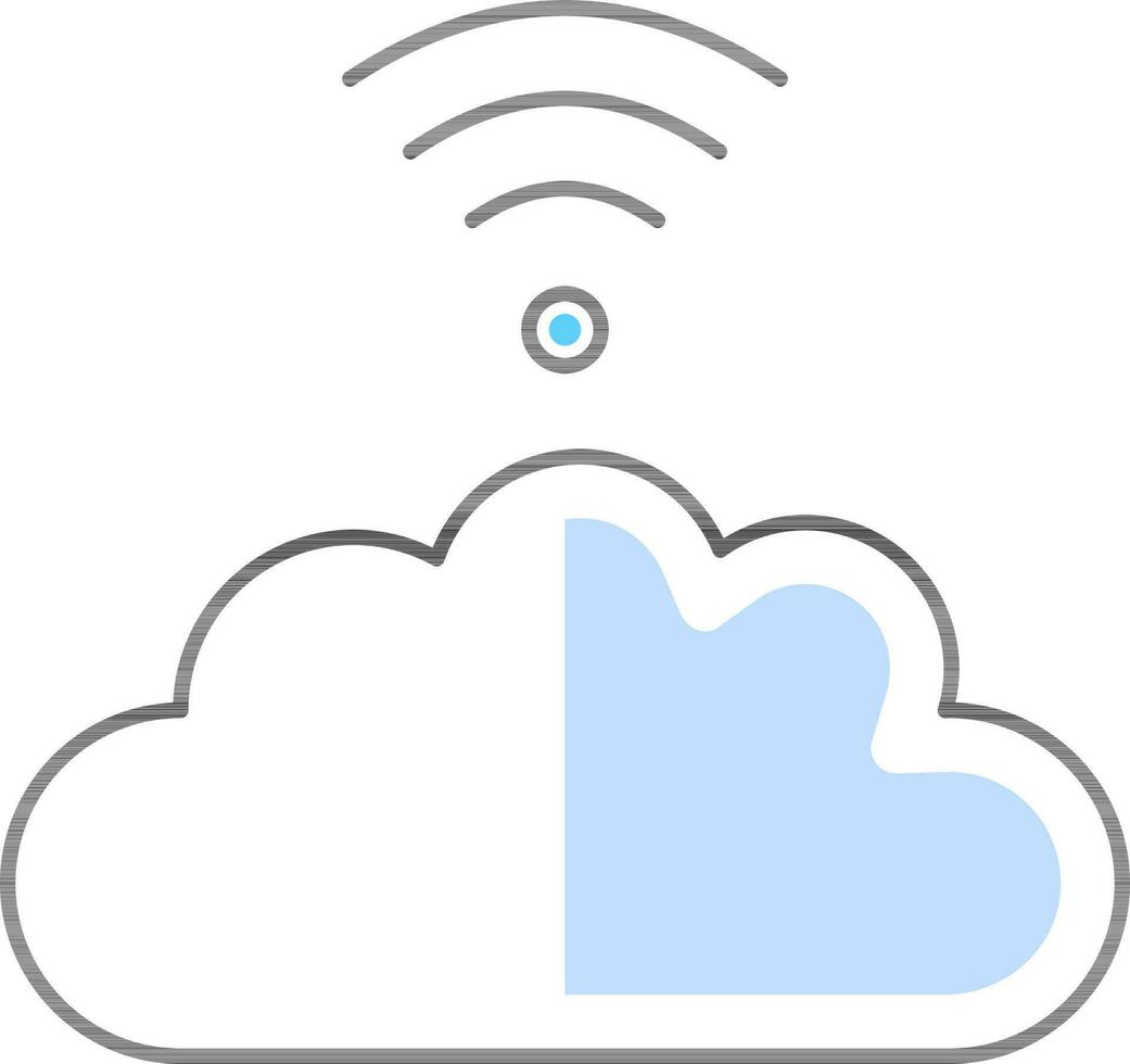 Wifi Connect Cloud Blue and Black Icon. vector