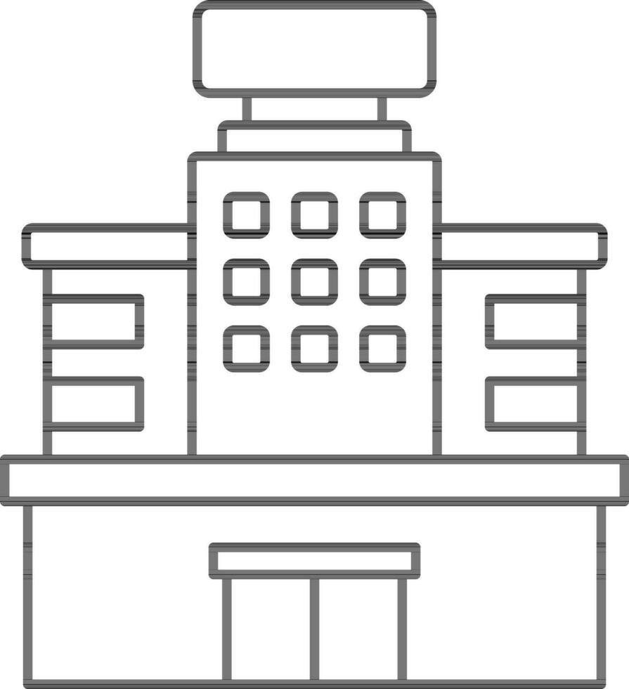 Black Line Art Illustration of Building Icon In Flat Style. vector