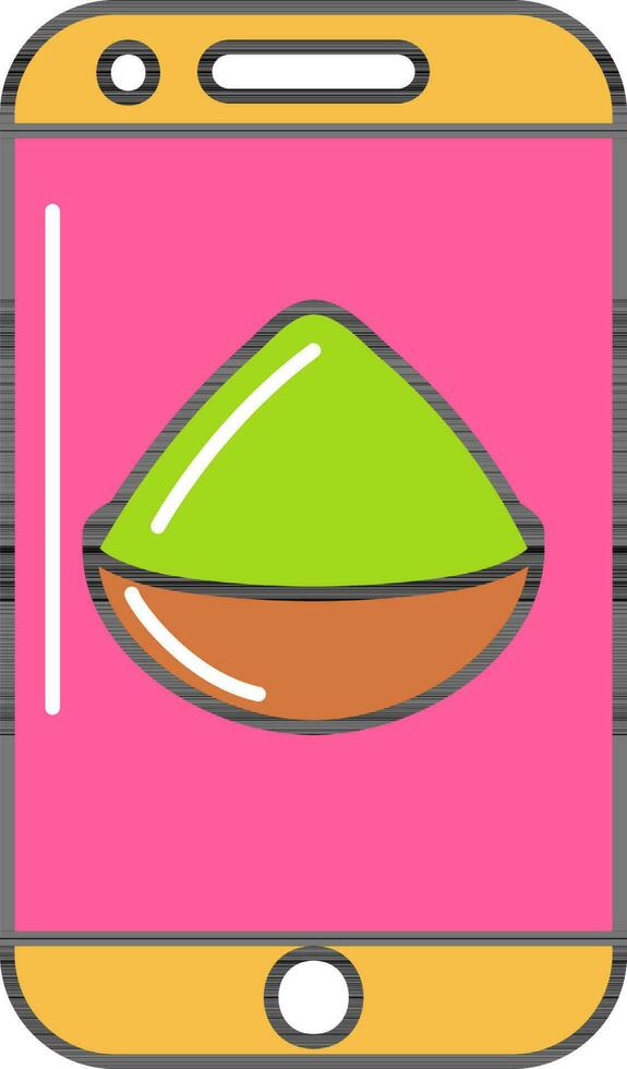 Color Bowl In Smartphone Screen Colorful Icon. vector