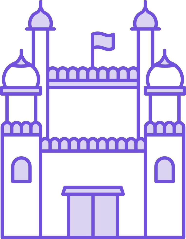 Red Fort Icon In Purple And White Color. vector