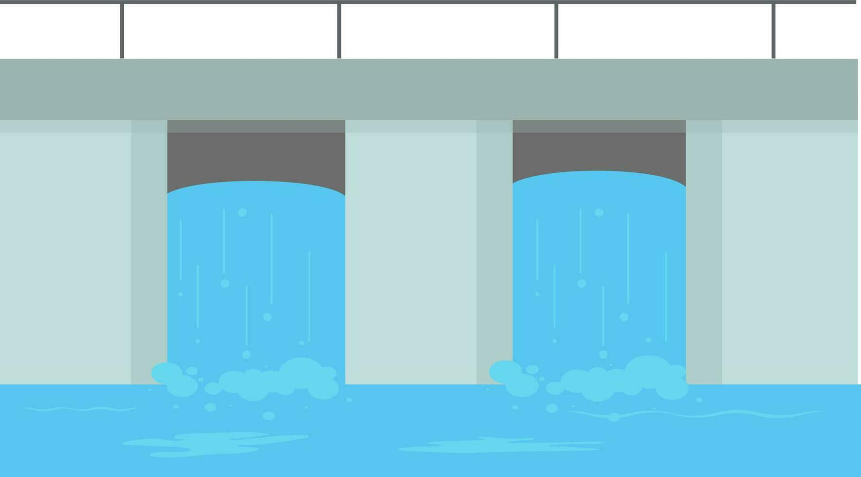Illustration Of Bridge Over River Element In Blue And Gray Color. vector