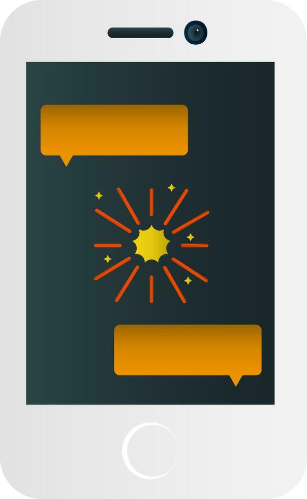 Fireworks Message In Smartphone Screen Golden And Grey Icon. vector