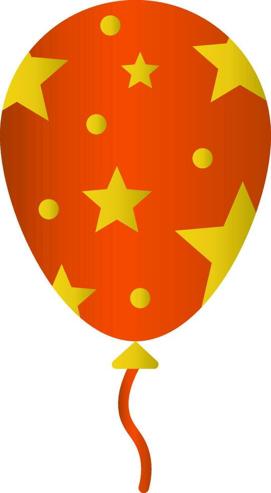 Stars With Dots Printed Balloon Golden And Orange Icon. vector