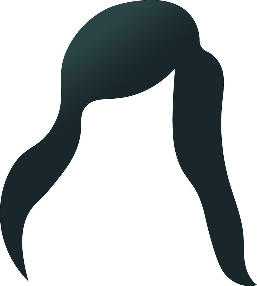 Long Hair Ladies Icon In Charcoal Color. vector