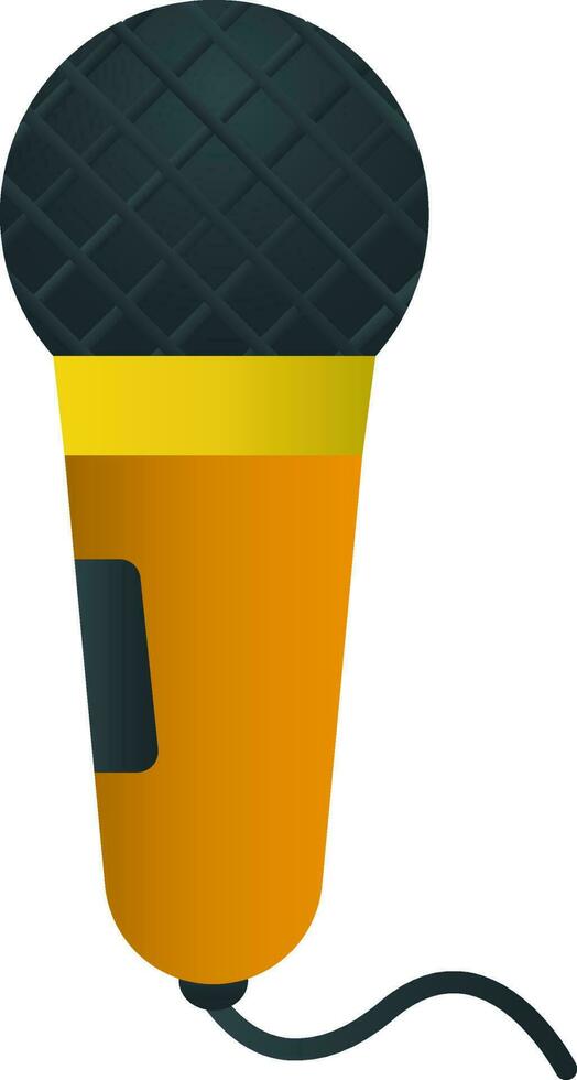 Flat Style Microphone Icon Golden And Grey Color. vector