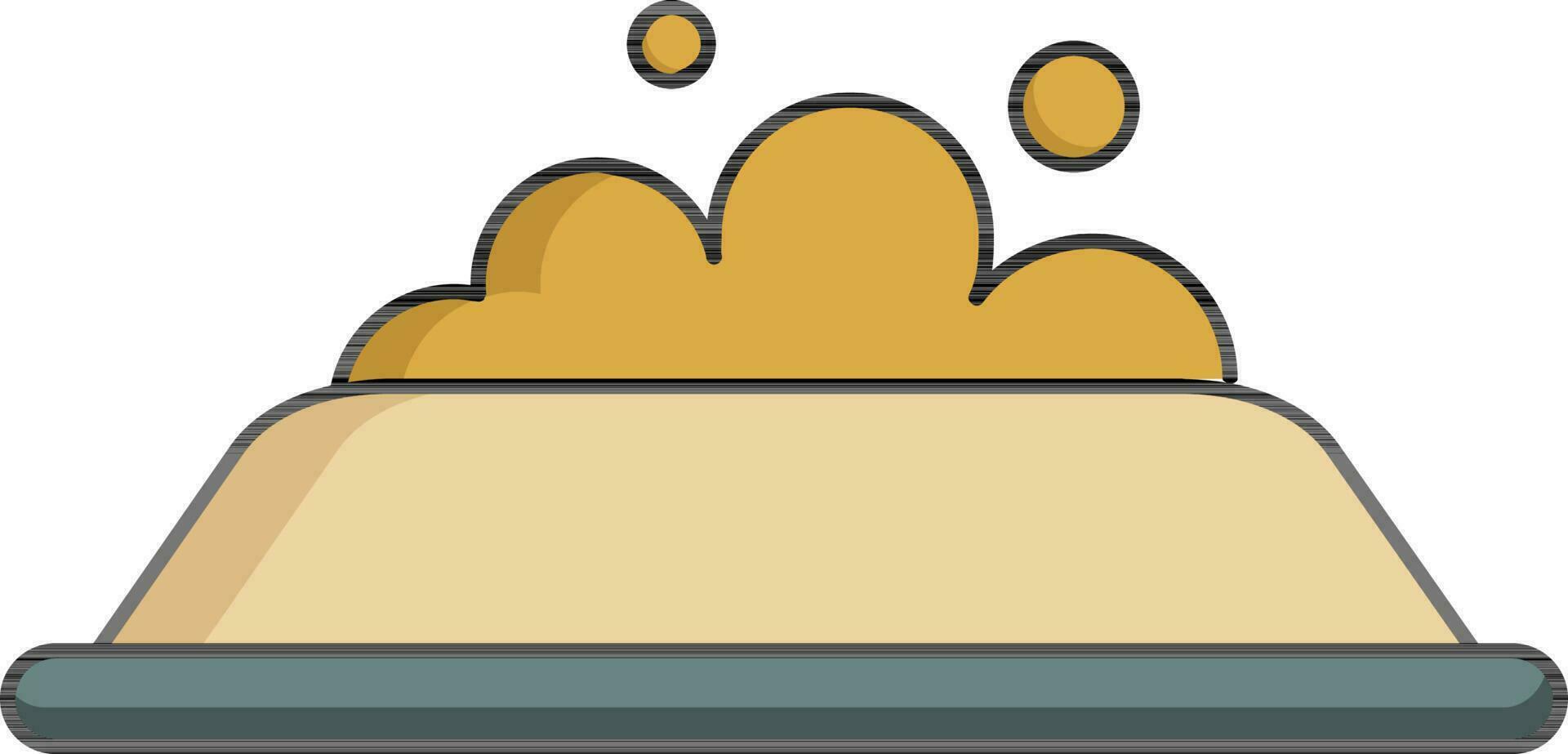 Pet Food In Bowl Yellow And Grey Icon Flat Style. vector