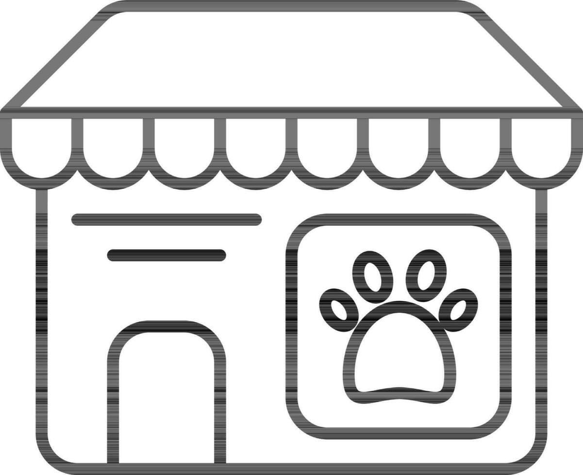 Pet Animal Store Or Shop Icon in Black Stroke. vector