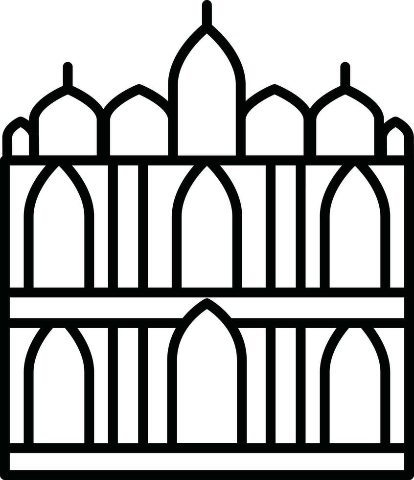 Hawa mahal icon in line art. vector