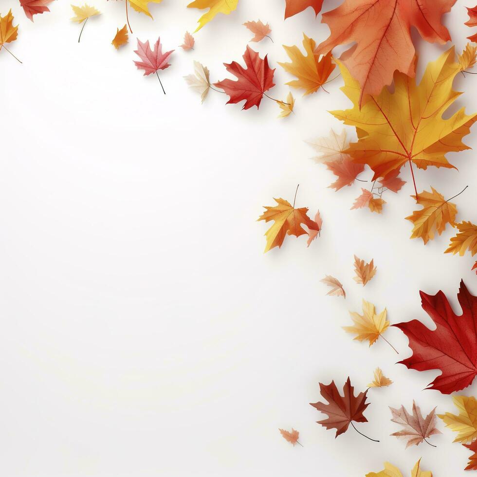 Autumn leaves isolated on white background , generate ai photo