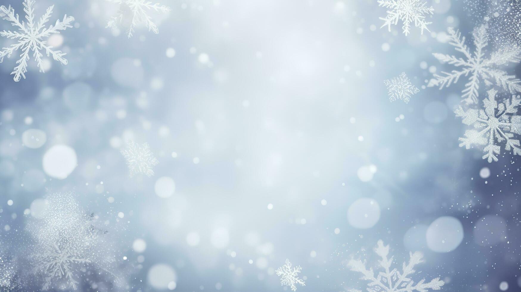 unfocussed winter background with snowflakes, generate ai photo