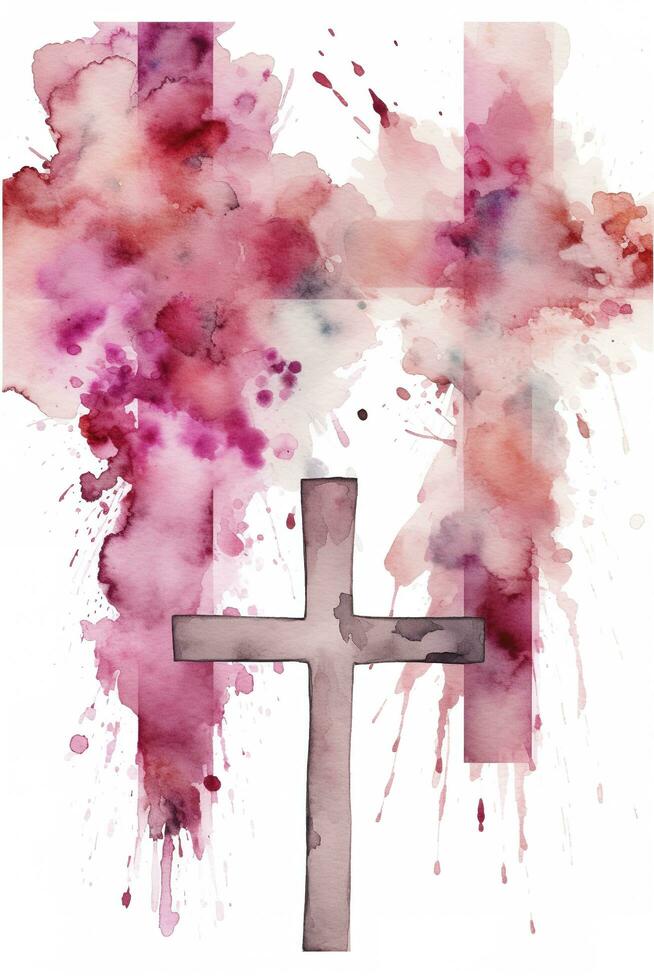 Crucifixion Of Jesus Christ - Cross At Sunset, generate ai photo