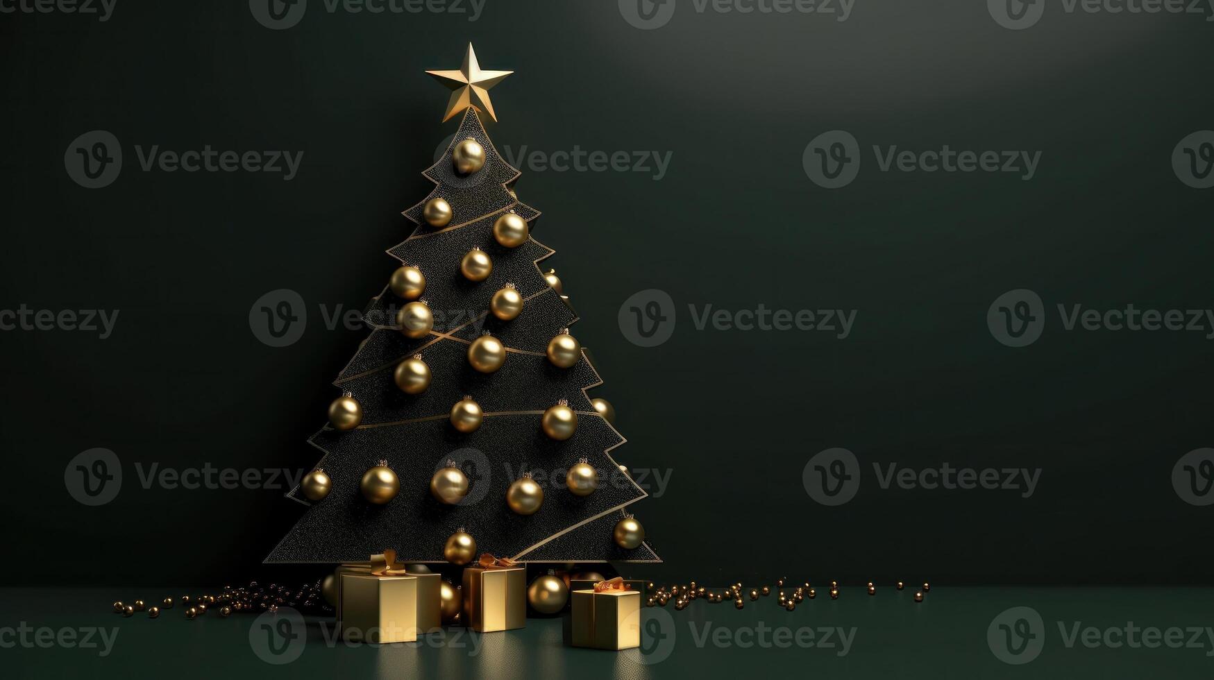 Minimalist Christmas background with Christmas Tree. Illustration photo