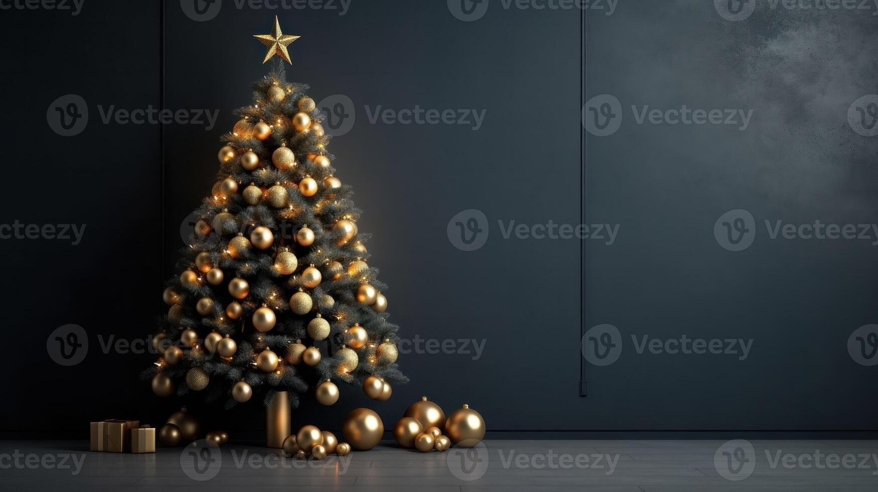 Minimalist Christmas background with Christmas Tree. Illustration photo