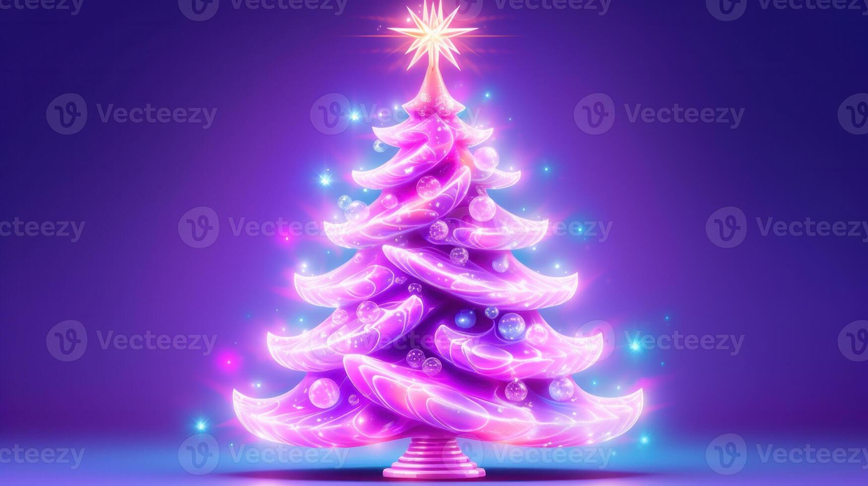 Violet glossy Christmas tree. Illustration photo