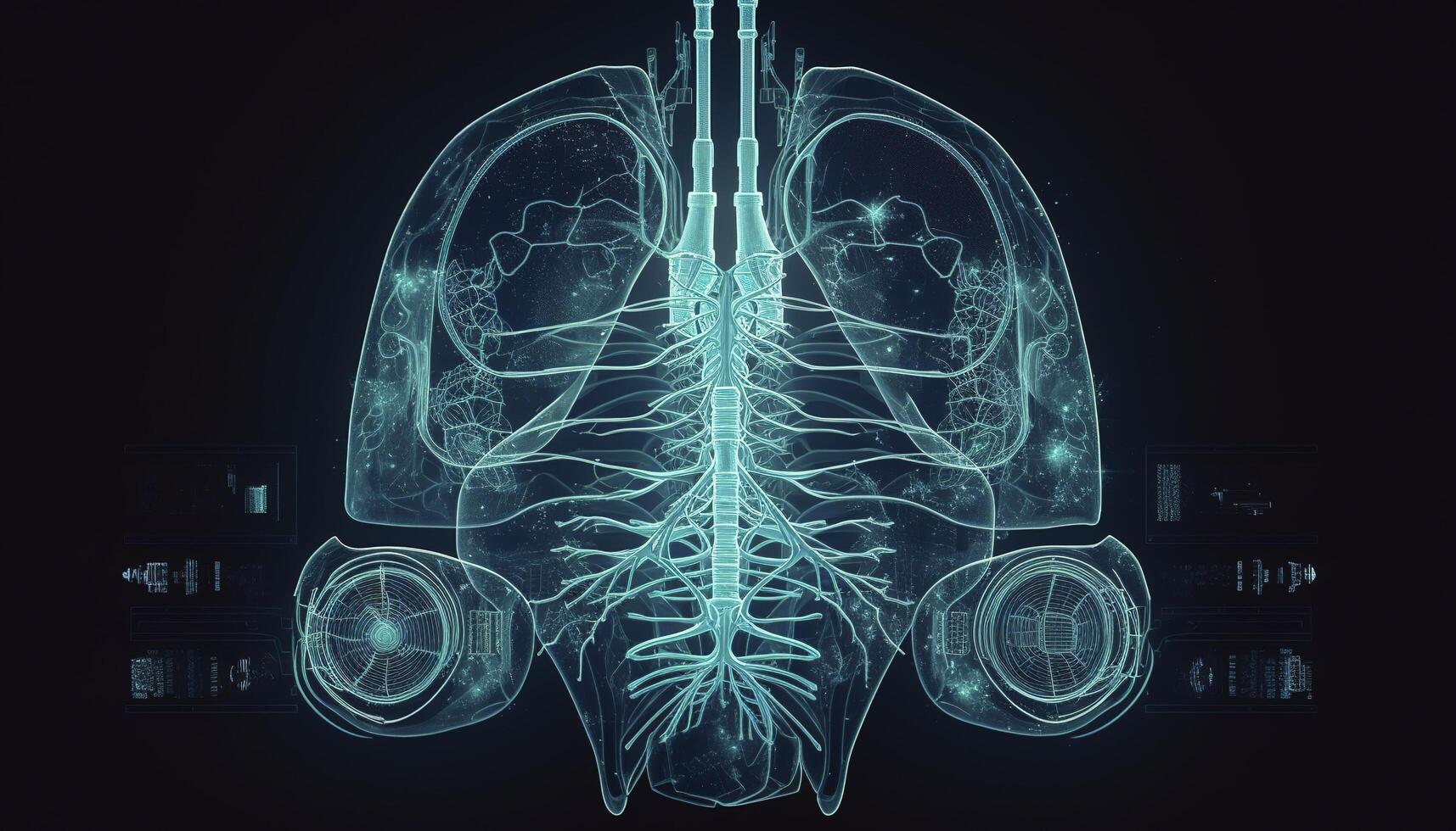 Smoky lungs of a smoker on a dark background isolate medical concept 3d illustration photo