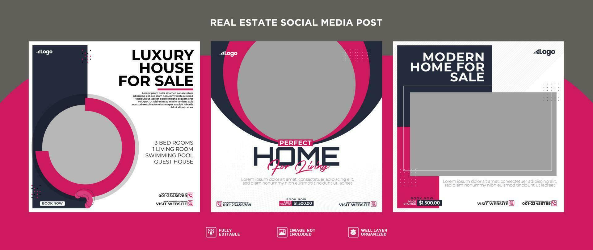 Free Vector Real estate home sale banner or social media post template pack