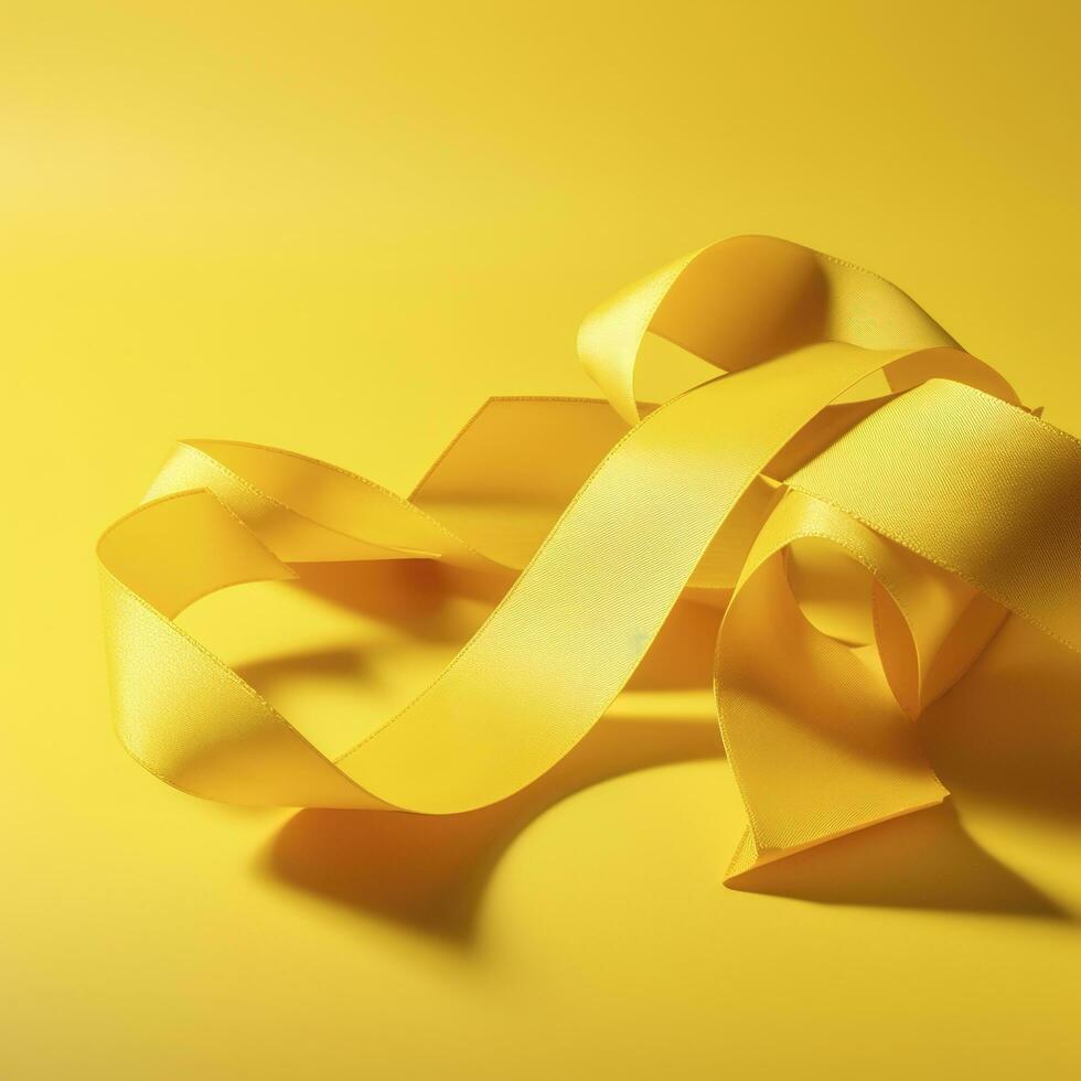 a yellow ribbon is placed on a yellow background, in the style of ultrafine detail, exciting texture, generate ai photo