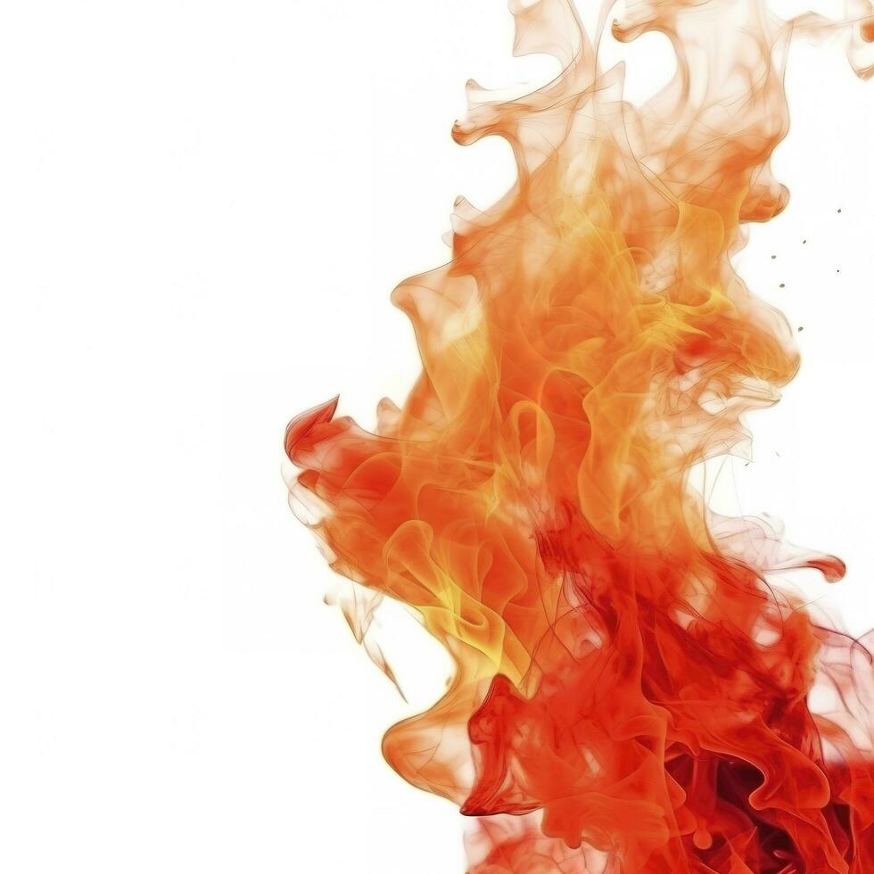 Fire flames with isolated on white background, generate ai photo