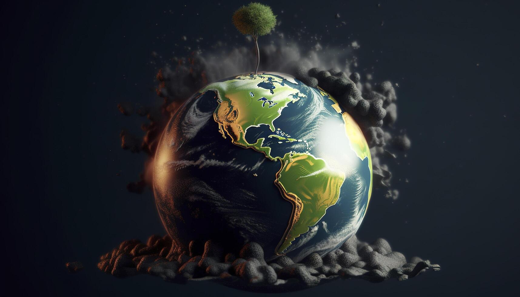 earth with pollution , photo