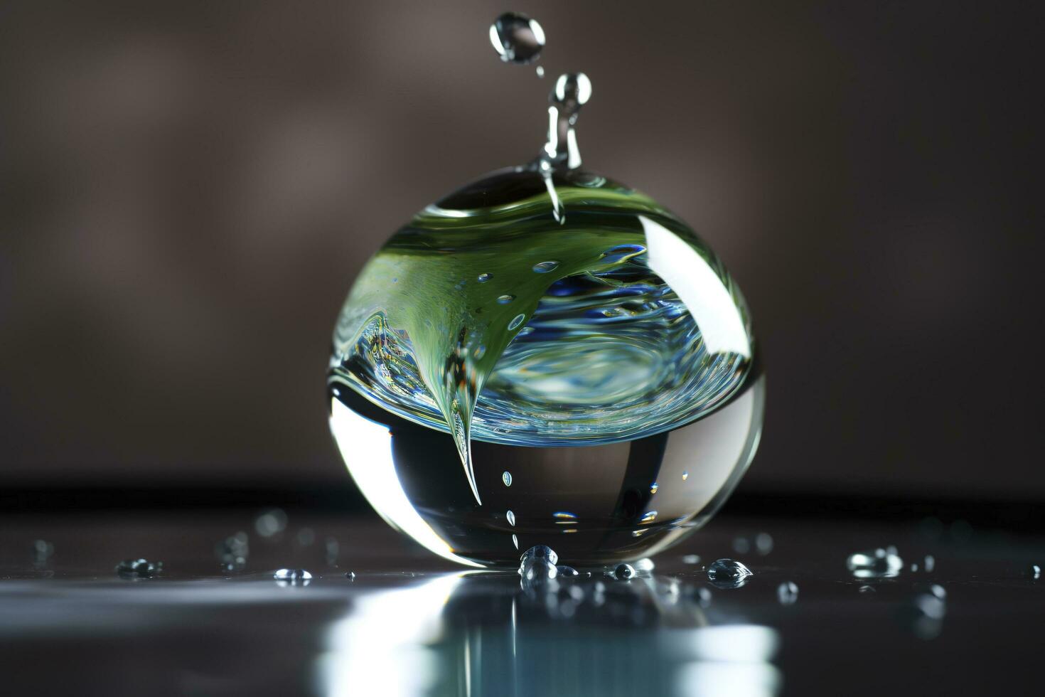 a big blue drop in the sky with the earth on it, in the style of light green and blue, fluid and organic, culturally diverse elements, associated press, soggy, environmental awareness, generate ai photo