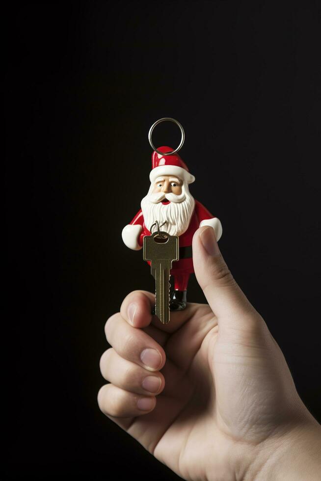 house key in woman hand and Black background, generate ai photo