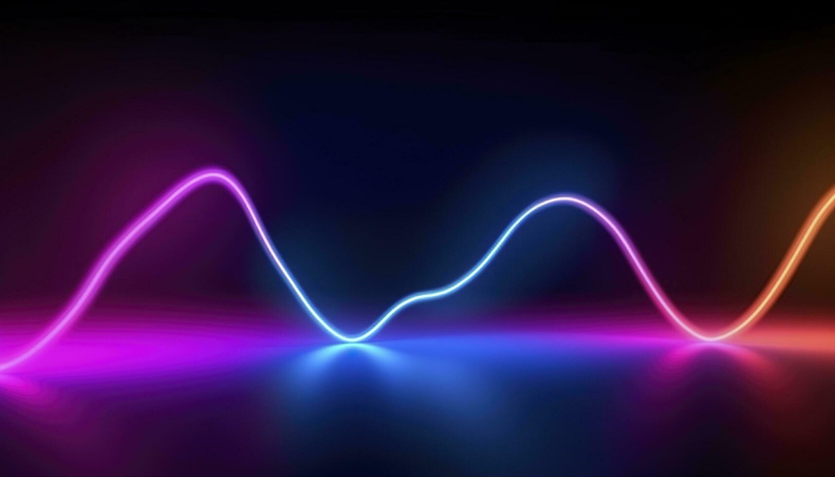 3d rendering, the abstract background of colorful neon wavy lines glowing in the dark. Modern simple wallpaper, generates ai photo