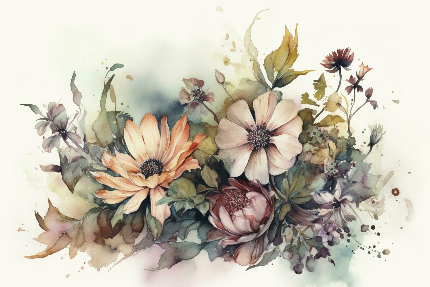 Watercolor illustration of flower, generate ai photo