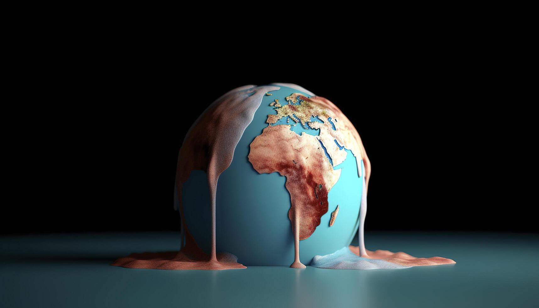 Earth melting by global warming or climate change problem, photo