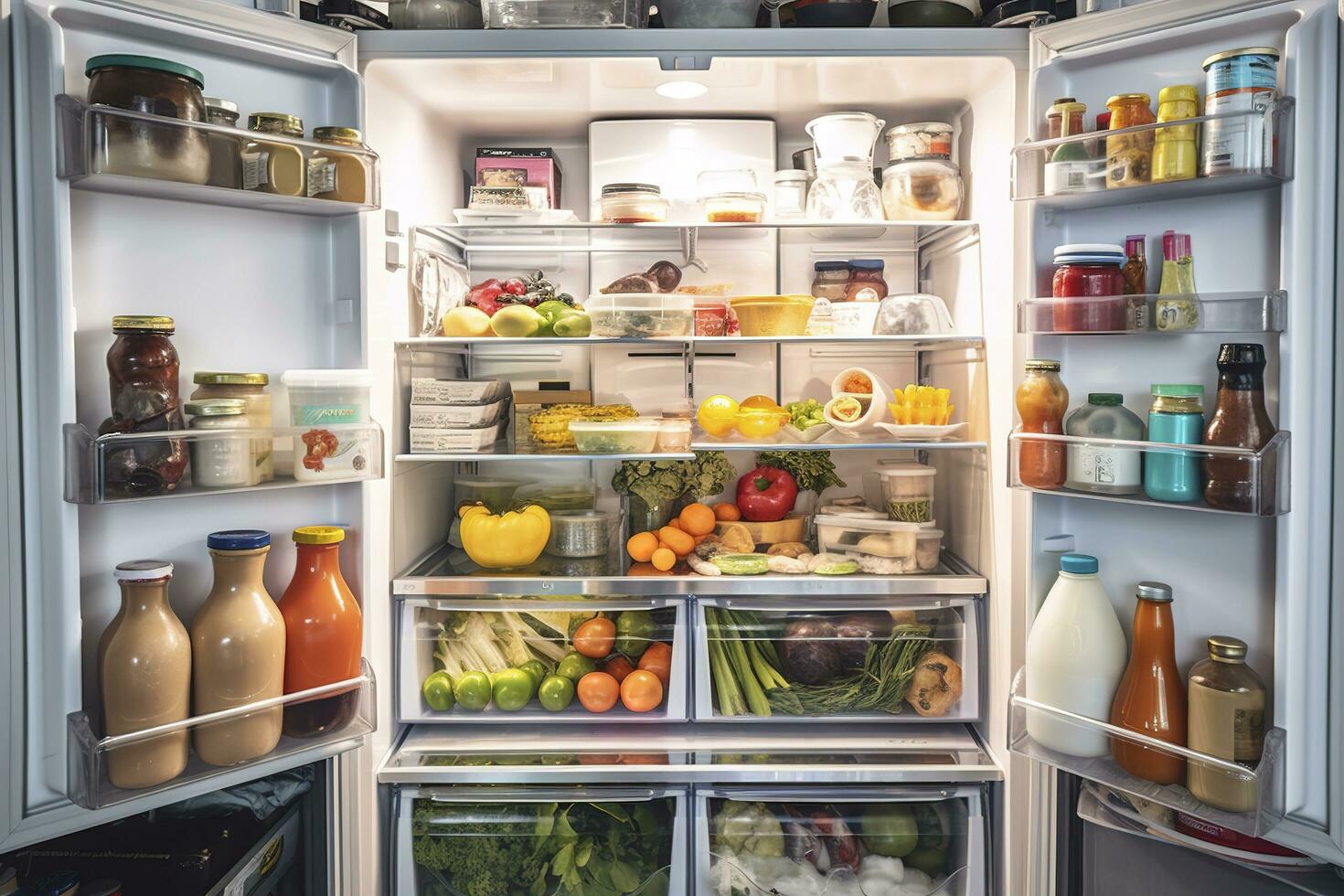 opening fridge to make shopping list, generate ai photo