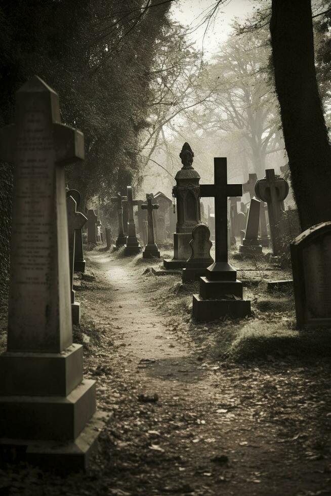 The old graveyard at Saint Philip's Church in Charleston, South Carolina, generate ai photo