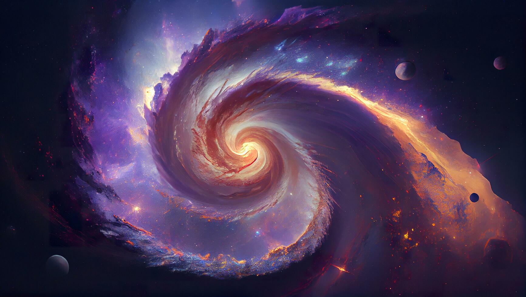 A view from space to a spiral galaxy and stars. Universe filled with stars, nebula and galaxy,. Elements of this image furnished by NASA, generat ai photo