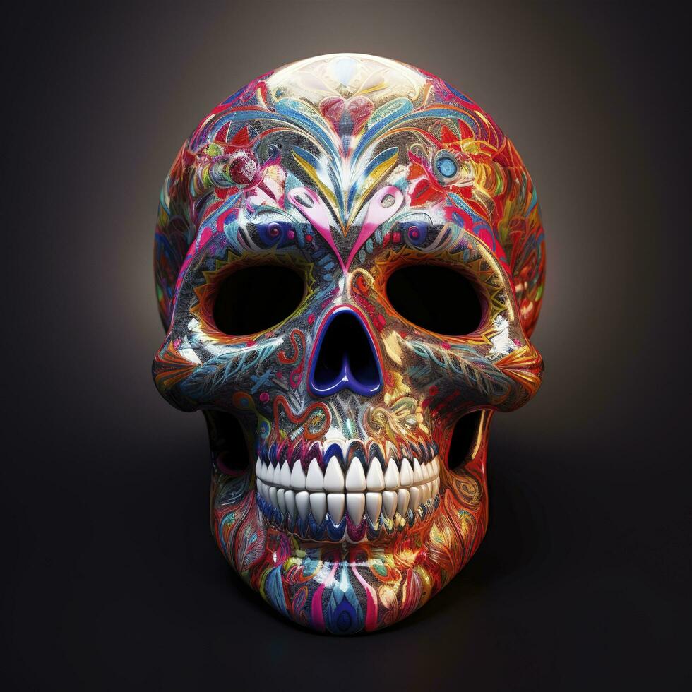 Day of the Dead skulls. Dia de los Muertos. Day of the Dead and Mexican Halloween background. Mexican tradition festival. Day of the dead sugar skull. Dia de los Muertos, generate ai photo